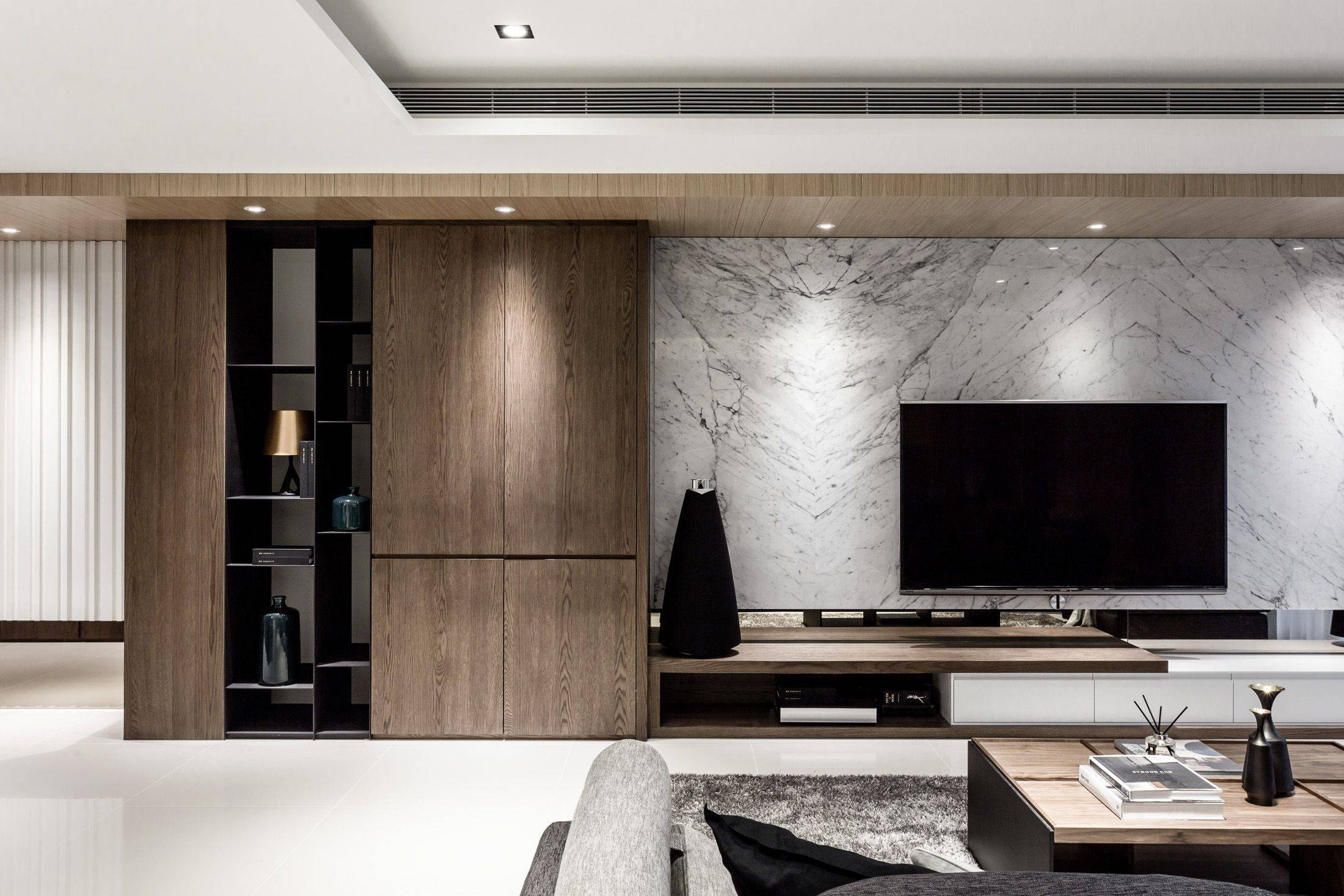 sleek living room wall unit