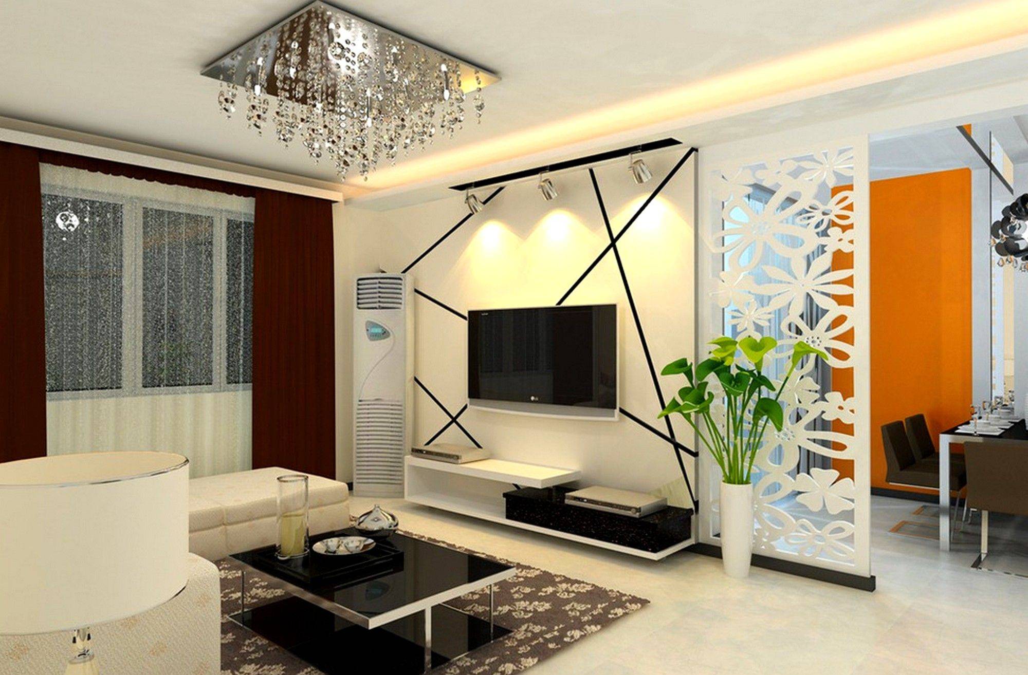 sleek living room wall unit