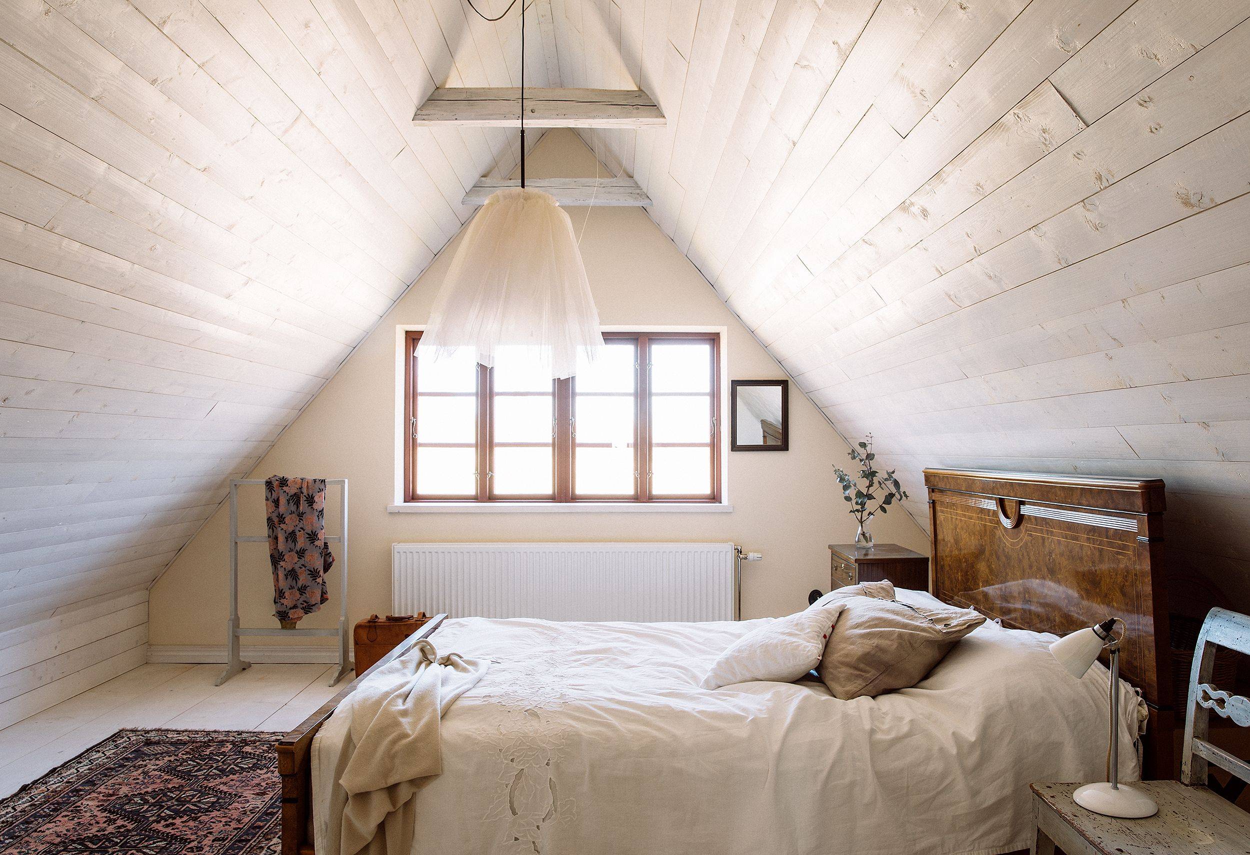 Picturesque attic Bedrooms with Slanted Walls Home Design